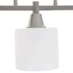 Oron 3-Light Brushed Steel Island Light with White Glass Shades by Hampton Bay -Hampton Bay Sales brushed steel hampton bay chandeliers hdp12070 31 1000
