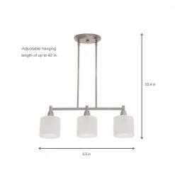 Oron 3-Light Brushed Steel Island Light with White Glass Shades by Hampton Bay -Hampton Bay Sales brushed steel hampton bay chandeliers hdp12070 40 1000