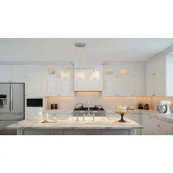 Oron 3-Light Brushed Steel Island Light with White Glass Shades by Hampton Bay -Hampton Bay Sales brushed steel hampton bay chandeliers hdp12070 77 1000