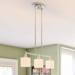 Oron 3-Light Brushed Steel Island Light with White Glass Shades by Hampton Bay -Hampton Bay Sales brushed steel hampton bay chandeliers hdp12070 c3 1000