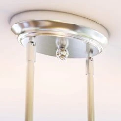 Oron 3-Light Brushed Steel Island Light with White Glass Shades by Hampton Bay -Hampton Bay Sales brushed steel hampton bay chandeliers hdp12070 fa 1000