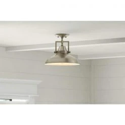 Wilhelm 12 in. 1-Light Brushed Steel Farmhouse Semi-Flush Mount Kitchen Ceiling Light Fixture by Hampton Bay -Hampton Bay Sales brushed steel hampton bay flush mount lights dc c4927 12 bst 40 1000