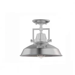 Wilhelm 12 in. 1-Light Brushed Steel Farmhouse Semi-Flush Mount Kitchen Ceiling Light Fixture by Hampton Bay