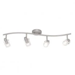 4-Light Brushed Steel Wave Bar Track Lighting Fixture with Cylinder Glass Shades by Hampton Bay -Hampton Bay Sales brushed steel hampton bay track lighting kits ec340ba 1f 1000