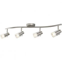 4-Light Brushed Steel Wave Bar Track Lighting Fixture with Cylinder Glass Shades by Hampton Bay -Hampton Bay Sales brushed steel hampton bay track lighting kits ec340ba 4f 1000