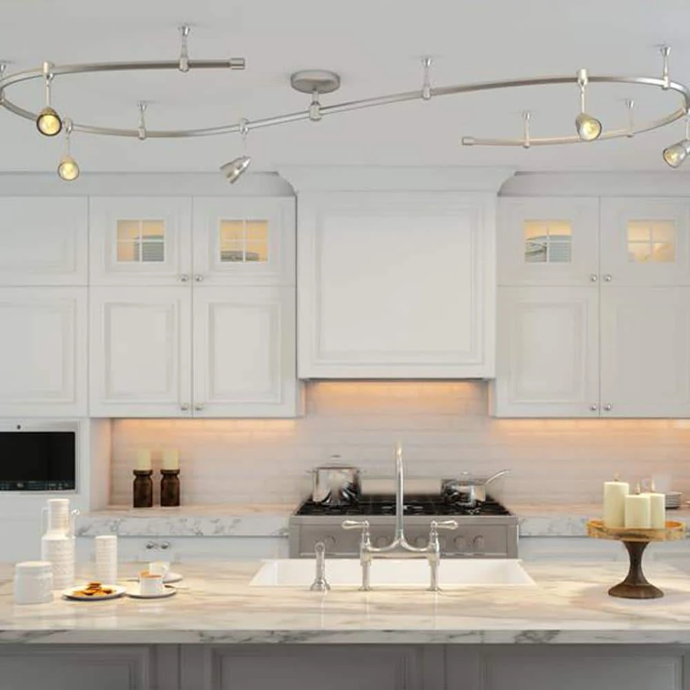 10 ft. 5-Light Brushed Steel Line-Voltage Flexible Track Light Kit with Mesh Shades by Hampton Bay 5 10 ft. 5-Light Brushed Steel Line-Voltage Flexible Track Light Kit with Mesh Shades by Hampton Bay - Image 5