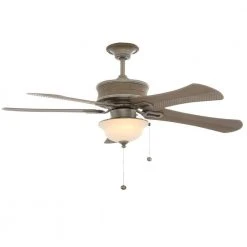 Algiers 54 in. Indoor/Outdoor Cambridge Silver Ceiling Fan with Light Kit and 5 Weathered Ash-Colored ABS Blades by Hampton Bay