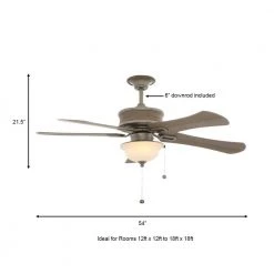 Algiers 54 in. Indoor/Outdoor Cambridge Silver Ceiling Fan with Light Kit and 5 Weathered Ash-Colored ABS Blades by Hampton Bay -Hampton Bay Sales cambridge silver hampton bay ceiling fans with lights 56139 a0 1000