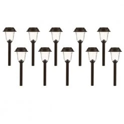 Solar Charcoal Brown Integrated LED Landscape Path Light Set (10-Pack) by Hampton Bay