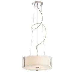 Bourland 3-Light Polished Chrome Hanging Kitchen Pendant Light with Glass Drum Shade by Hampton Bay