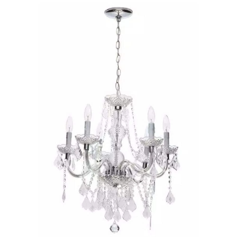 Maria Theresa 6-Light Chrome with Clear Acrylic Chandelier by Hampton Bay 1 Maria Theresa 6-Light Chrome with Clear Acrylic Chandelier by Hampton Bay