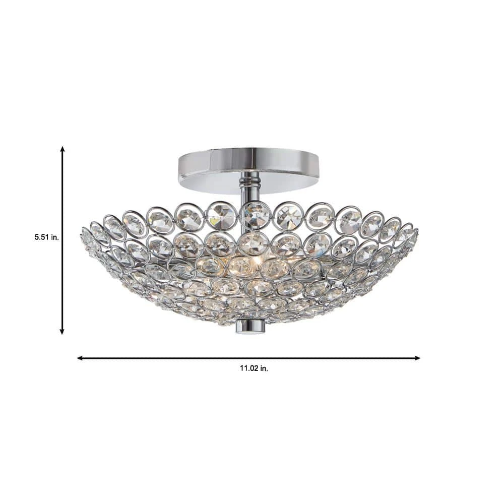 Barclay 11 in. 2-Light Chrome and Crystal Semi-Flush Mount by Hampton Bay 5 Barclay 11 in. 2-Light Chrome and Crystal Semi-Flush Mount by Hampton Bay - Image 5