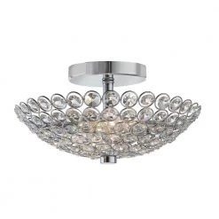 Barclay 11 in. 2-Light Chrome and Crystal Semi-Flush Mount by Hampton Bay