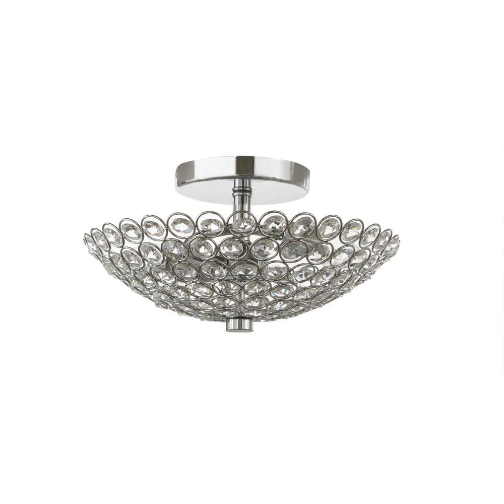 Barclay 11 in. 2-Light Chrome and Crystal Semi-Flush Mount by Hampton Bay 3 Barclay 11 in. 2-Light Chrome and Crystal Semi-Flush Mount by Hampton Bay - Image 3