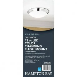 Chelwood 13 in. Chrome Selectable LED Flush Mount by Hampton Bay -Hampton Bay Sales chrome hampton bay flush mount lights iyg8011l 4 cr 1f 1000