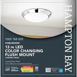 Chelwood 13 in. Chrome Selectable LED Flush Mount by Hampton Bay -Hampton Bay Sales chrome hampton bay flush mount lights iyg8011l 4 cr 4f 1000