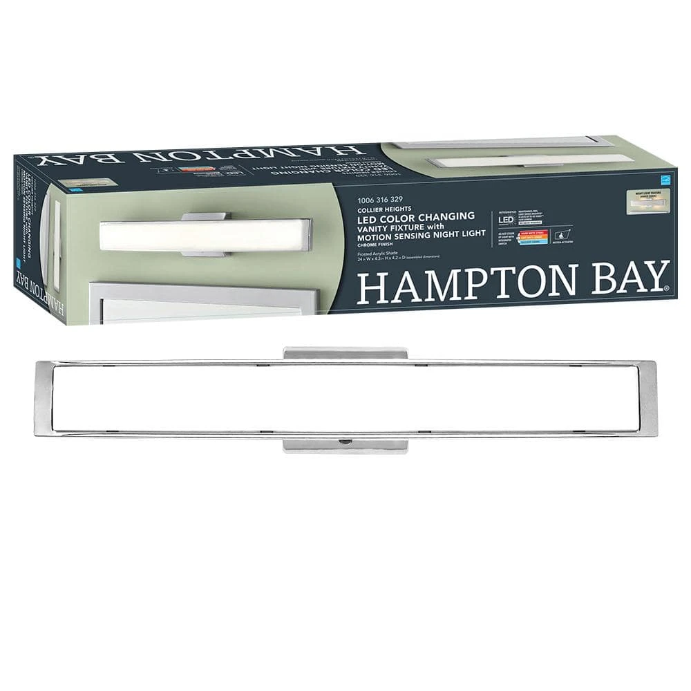 Collier Heights 24 in. Chrome Curved Selectable LED Bathroom Vanity Light Bar Flush Mount with Night Light Feature by Hampton Bay 11 Collier Heights 24 in. Chrome Curved Selectable LED Bathroom Vanity Light Bar Flush Mount with Night Light Feature by Hampton Bay - Image 11