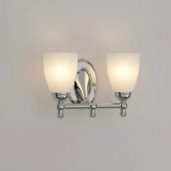 Solomone 13.4 in. 2-Light Polished Chrome Bathroom Vanity Light Fixture with Opal Glass Shades by Hampton Bay -Hampton Bay Sales chrome hampton bay vanity lighting cp2563 40 1000