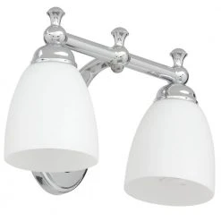 Solomone 13.4 in. 2-Light Polished Chrome Bathroom Vanity Light Fixture with Opal Glass Shades by Hampton Bay -Hampton Bay Sales chrome hampton bay vanity lighting cp2563 44 1000