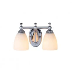 Solomone 13.4 in. 2-Light Polished Chrome Bathroom Vanity Light Fixture with Opal Glass Shades by Hampton Bay