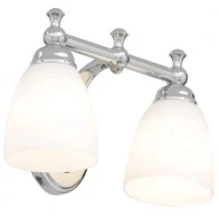 Solomone 13.4 in. 2-Light Polished Chrome Bathroom Vanity Light Fixture with Opal Glass Shades by Hampton Bay -Hampton Bay Sales chrome hampton bay vanity lighting cp2563 66 1000