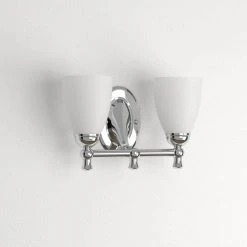 Solomone 13.4 in. 2-Light Polished Chrome Bathroom Vanity Light Fixture with Opal Glass Shades by Hampton Bay -Hampton Bay Sales chrome hampton bay vanity lighting cp2563 a0 1000