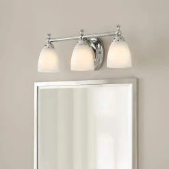 Solomone 22 in. 3-Light Traditional Polished Chrome Bathroom Vanity Light with Opal Glass Shades by Hampton Bay -Hampton Bay Sales chrome hampton bay vanity lighting cp3563 31 1000