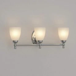Solomone 22 in. 3-Light Traditional Polished Chrome Bathroom Vanity Light with Opal Glass Shades by Hampton Bay -Hampton Bay Sales chrome hampton bay vanity lighting cp3563 40 1000