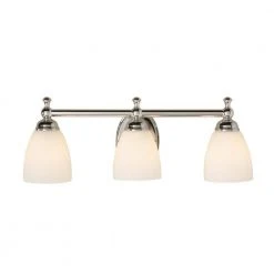 Solomone 22 in. 3-Light Traditional Polished Chrome Bathroom Vanity Light with Opal Glass Shades by Hampton Bay