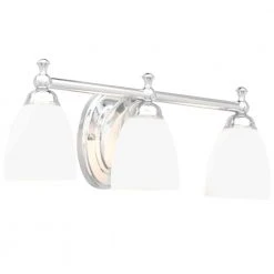 Solomone 22 in. 3-Light Traditional Polished Chrome Bathroom Vanity Light with Opal Glass Shades by Hampton Bay -Hampton Bay Sales chrome hampton bay vanity lighting cp3563 76 1000