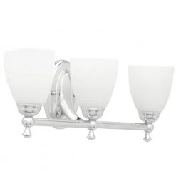 Solomone 22 in. 3-Light Traditional Polished Chrome Bathroom Vanity Light with Opal Glass Shades by Hampton Bay -Hampton Bay Sales chrome hampton bay vanity lighting cp3563 fa 1000