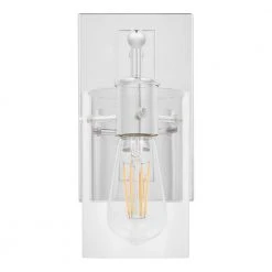 Regan 4.5 in. 1-Light Chrome Bathroom Vanity Light with Clear Glass Shades by Hampton Bay