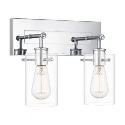 Regan 12.75 in. 2-Light Chrome Bathroom Vanity Light with Clear Glass Shades by Hampton Bay -Hampton Bay Sales chrome hampton bay vanity lighting dshd19574v5 1f 1000