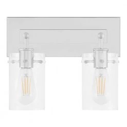Regan 12.75 in. 2-Light Chrome Bathroom Vanity Light with Clear Glass Shades by Hampton Bay
