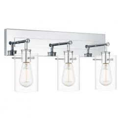 Regan 21 in. 3-Light Chrome Bathroom Vanity Light with Clear Glass Shades by Hampton Bay -Hampton Bay Sales chrome hampton bay vanity lighting dshd19574v6 4f 1000