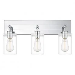 Regan 21 in. 3-Light Chrome Bathroom Vanity Light with Clear Glass Shades by Hampton Bay -Hampton Bay Sales chrome hampton bay vanity lighting dshd19574v6 77 1000