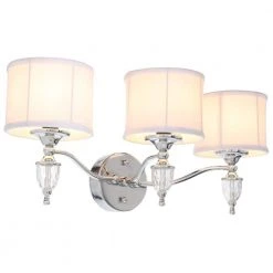 Waterton 3-Light Chrome Sconce with White Fabric Shades by Hampton Bay 12 Waterton 3-Light Chrome Sconce with White Fabric Shades by Hampton Bay -Hampton Bay Sales chrome hampton bay vanity lighting ew0374ch 1d 1000