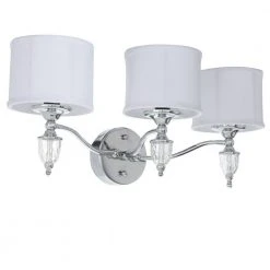 Waterton 3-Light Chrome Sconce with White Fabric Shades by Hampton Bay