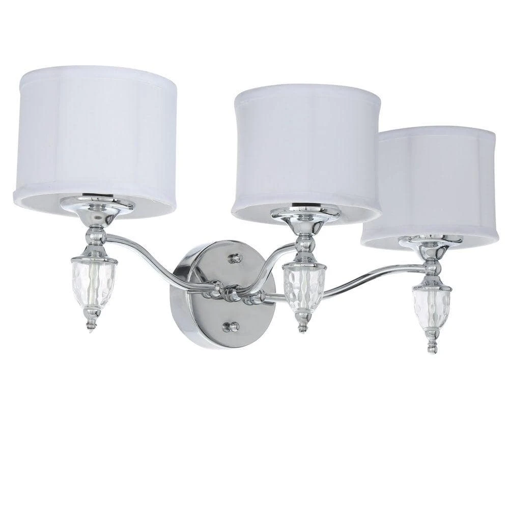 Waterton 3-Light Chrome Sconce with White Fabric Shades by Hampton Bay 1 Waterton 3-Light Chrome Sconce with White Fabric Shades by Hampton Bay