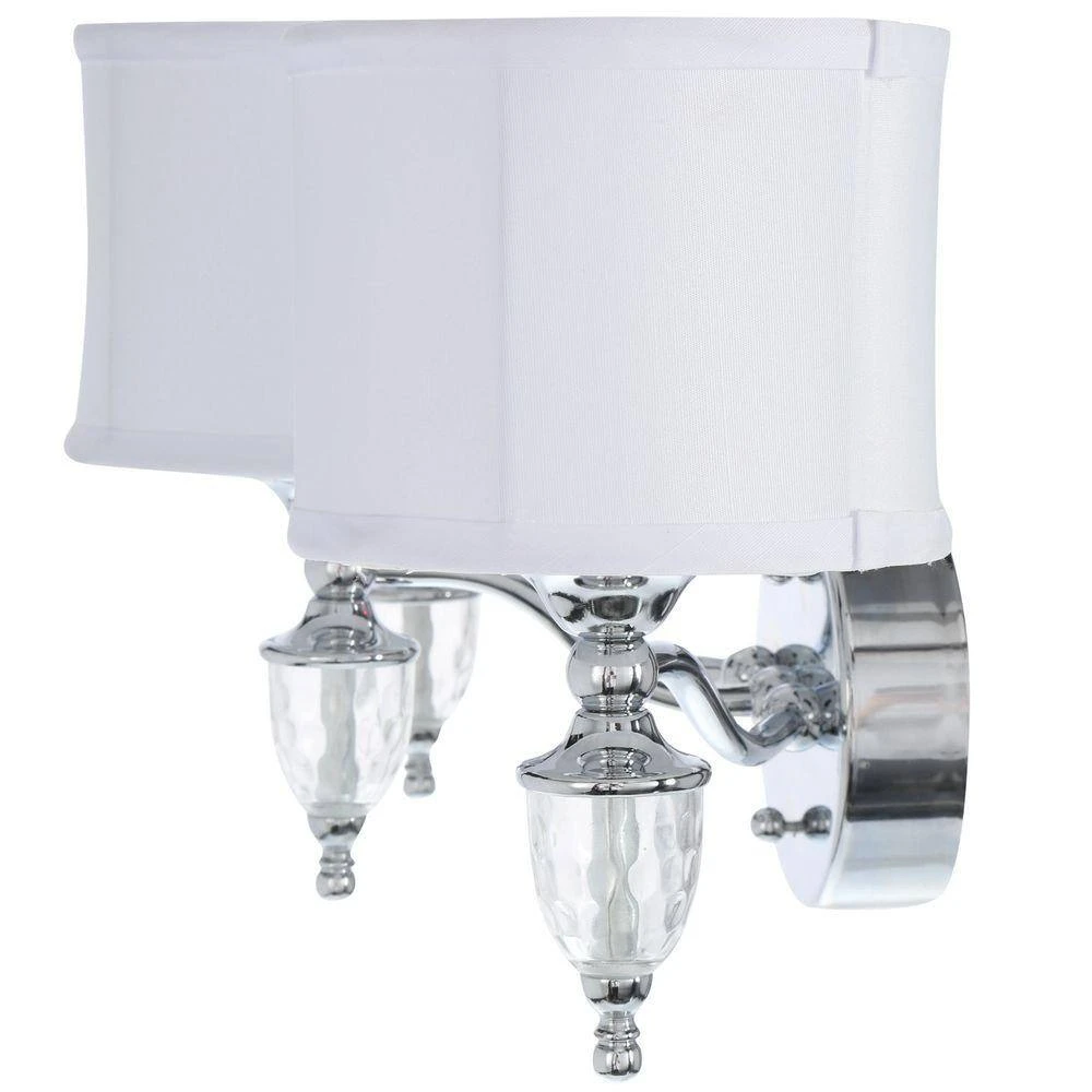 Waterton 3-Light Chrome Sconce with White Fabric Shades by Hampton Bay 6 Waterton 3-Light Chrome Sconce with White Fabric Shades by Hampton Bay - Image 6