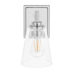 Wakefield 5.25 in. 1-Light Chrome Modern Wall Mount Sconce Light with Clear Glass Shade by Hampton Bay