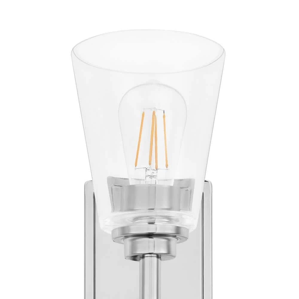 Wakefield 5.25 in. 1-Light Chrome Modern Wall Mount Sconce Light with Clear Glass Shade by Hampton Bay 6 Wakefield 5.25 in. 1-Light Chrome Modern Wall Mount Sconce Light with Clear Glass Shade by Hampton Bay - Image 6