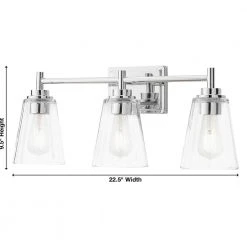 Wakefield 22 in. 3-Light Chrome Modern Wall Mount Sconce Light with Clear Glass Shades by Hampton Bay -Hampton Bay Sales chrome hampton bay vanity lighting hb3681 07 31 1000