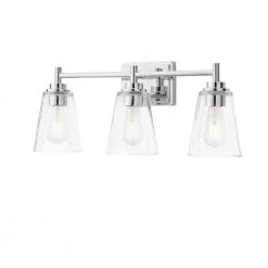 Wakefield 22 in. 3-Light Chrome Modern Wall Mount Sconce Light with Clear Glass Shades by Hampton Bay