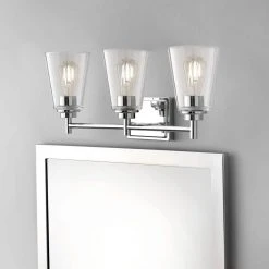 Wakefield 22 in. 3-Light Chrome Modern Wall Mount Sconce Light with Clear Glass Shades by Hampton Bay -Hampton Bay Sales chrome hampton bay vanity lighting hb3681 07 77 1000