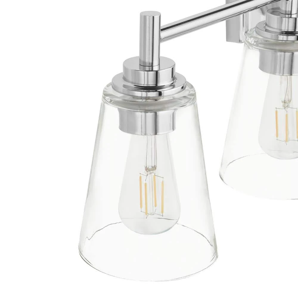 Wakefield 31 in. 4-Light Chrome Modern Wall Mount Sconce Light with Clear Glass Shades by Hampton Bay 5 Wakefield 31 in. 4-Light Chrome Modern Wall Mount Sconce Light with Clear Glass Shades by Hampton Bay - Image 5