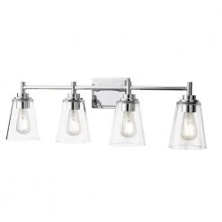 Wakefield 31 in. 4-Light Chrome Modern Wall Mount Sconce Light with Clear Glass Shades by Hampton Bay