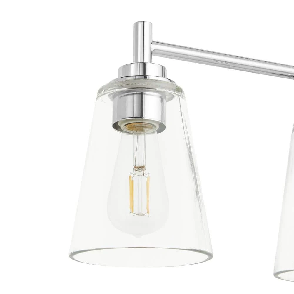 Wakefield 31 in. 4-Light Chrome Modern Wall Mount Sconce Light with Clear Glass Shades by Hampton Bay 6 Wakefield 31 in. 4-Light Chrome Modern Wall Mount Sconce Light with Clear Glass Shades by Hampton Bay - Image 6