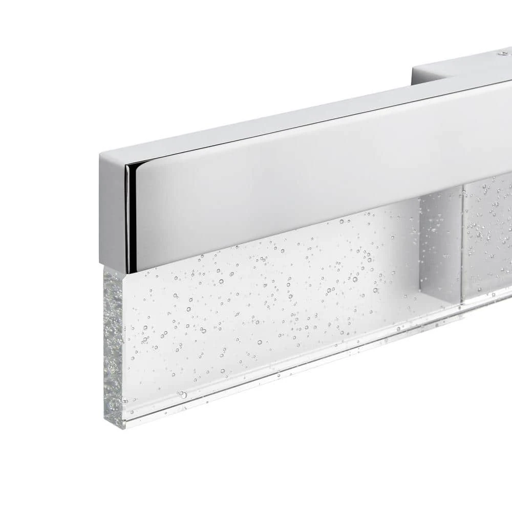 Havelock 22.7 in. 1-Light Chrome Integrated LED Bathroom Vanity Light Bar with Clear Seedy Glass by Hampton Bay 4 Havelock 22.7 in. 1-Light Chrome Integrated LED Bathroom Vanity Light Bar with Clear Seedy Glass by Hampton Bay - Image 4