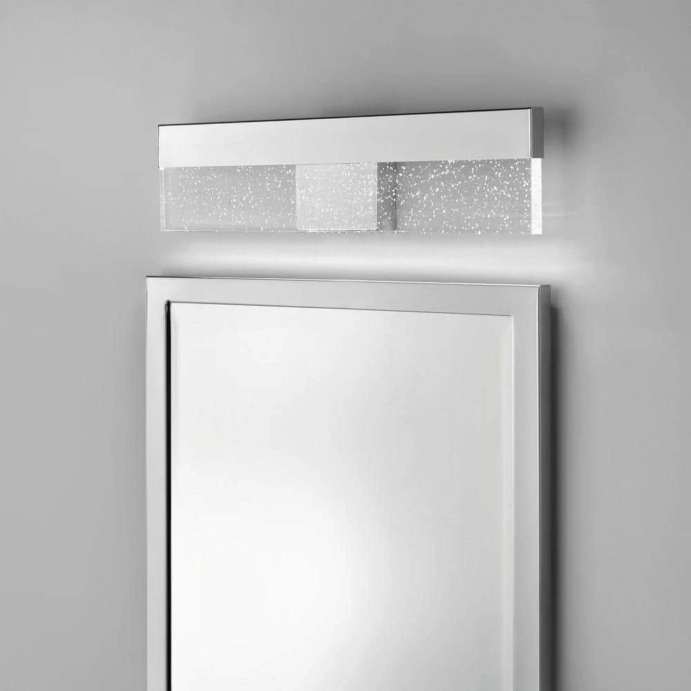 Havelock 22.7 in. 1-Light Chrome Integrated LED Bathroom Vanity Light Bar with Clear Seedy Glass by Hampton Bay 2 Havelock 22.7 in. 1-Light Chrome Integrated LED Bathroom Vanity Light Bar with Clear Seedy Glass by Hampton Bay - Image 2
